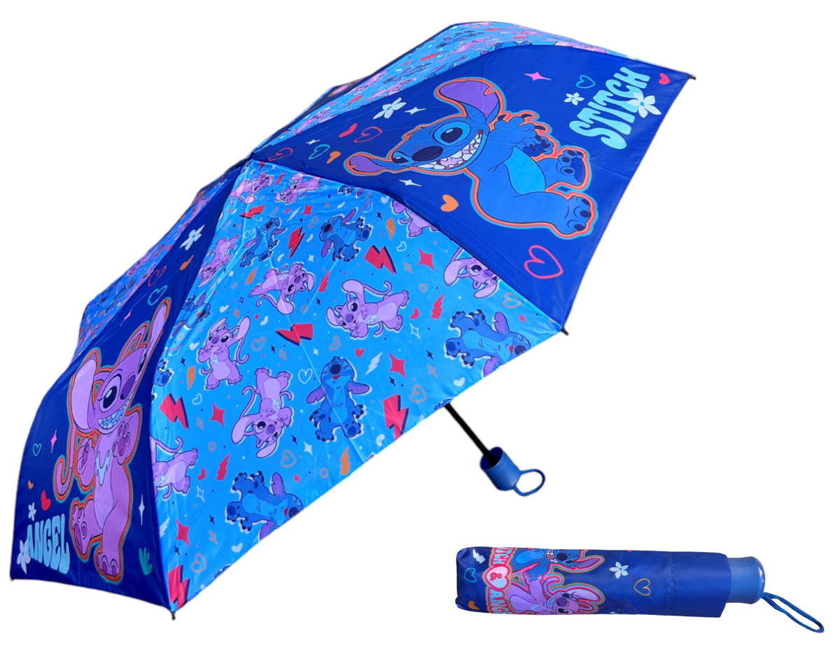 Ombrello Pieghevole Stitch Angel DISNEY Accessorio per la Pioggia Bambini - D08897mc