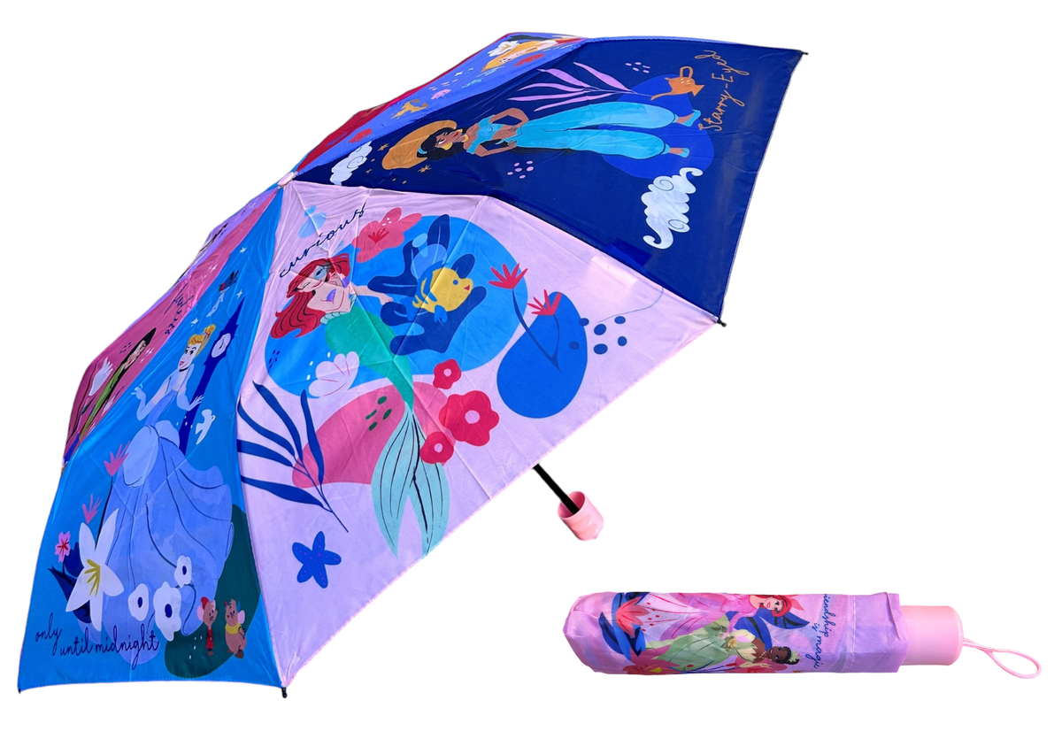 Ombrello Pieghevole Principesse DISNEY Accessorio per la Pioggia Bambino - D08890mc