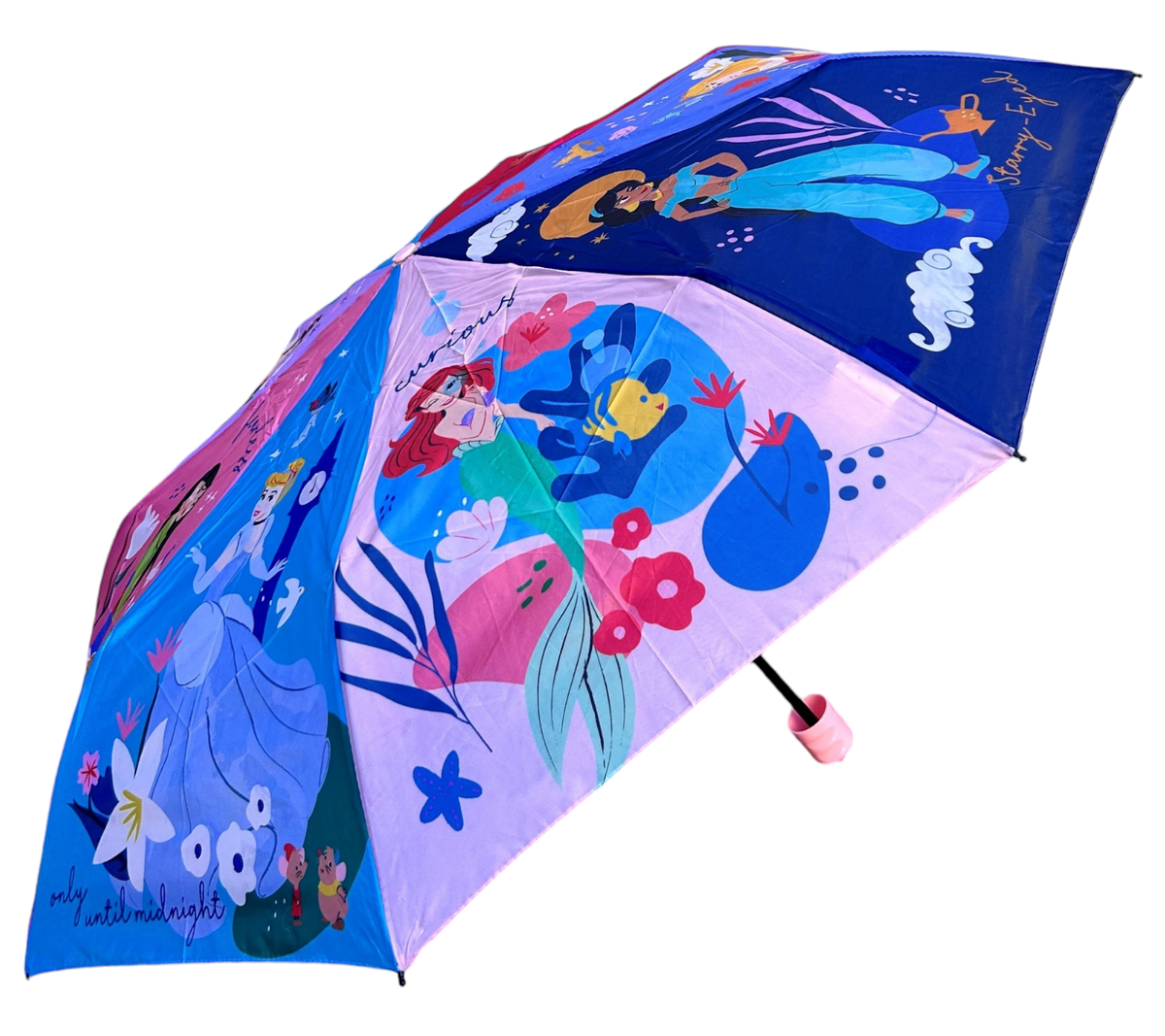 Ombrello Pieghevole Principesse DISNEY Accessorio per la Pioggia Bambino - D08890mc