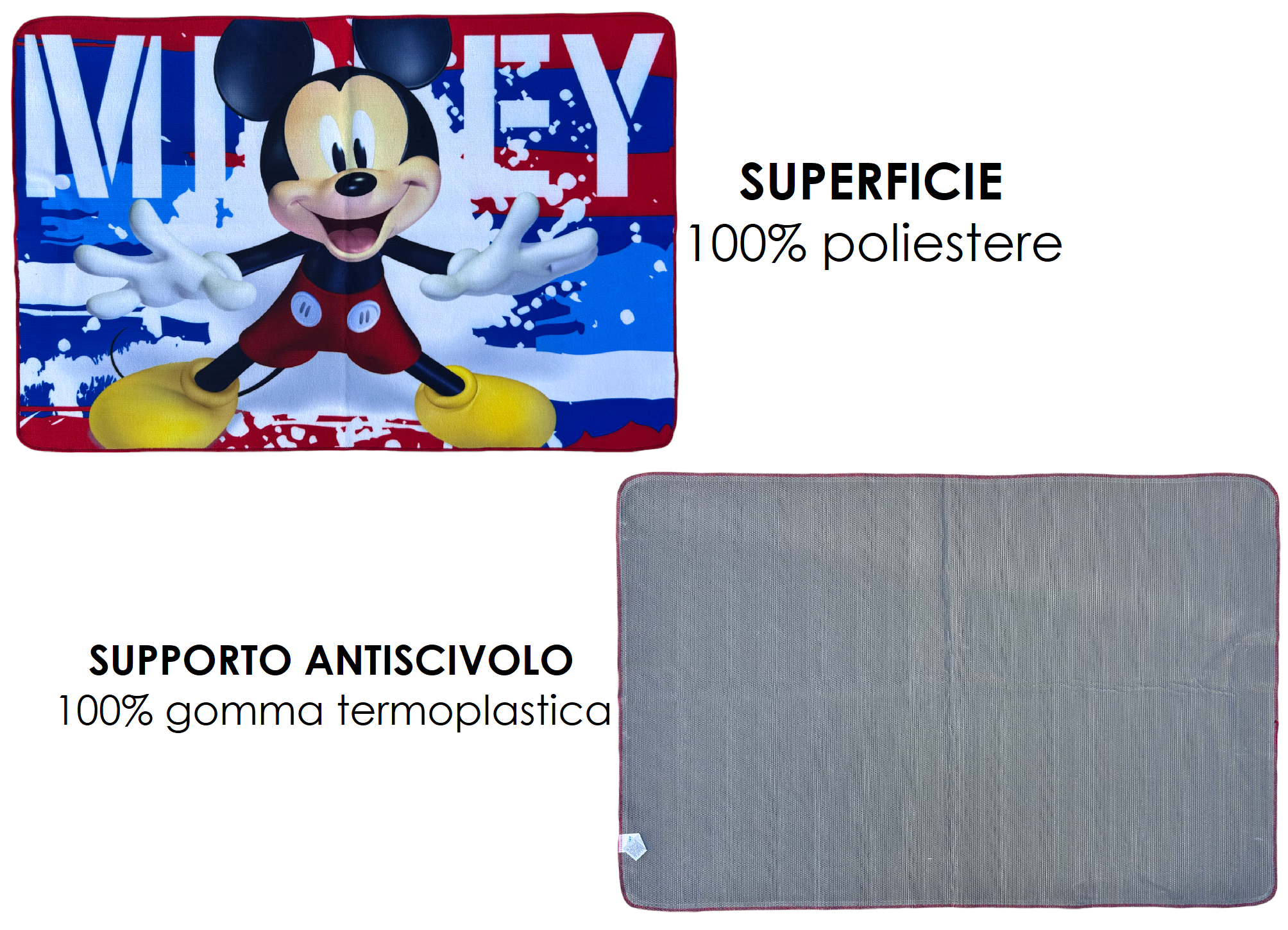 Tappeto Gioco Topolino DISNEY Microfibra Antiscivolo 80x120 CM - Mic1579