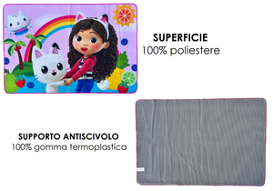 Tappeto Gioco Gabby's Dollhouse Microfibra Antiscivolo 80x120 CM - Gab1591