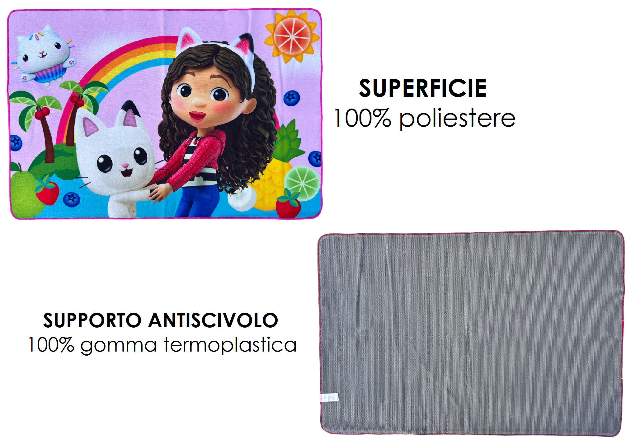 Tappeto Gioco Gabby's Dollhouse Microfibra Antiscivolo 80x120 CM - Gab1591