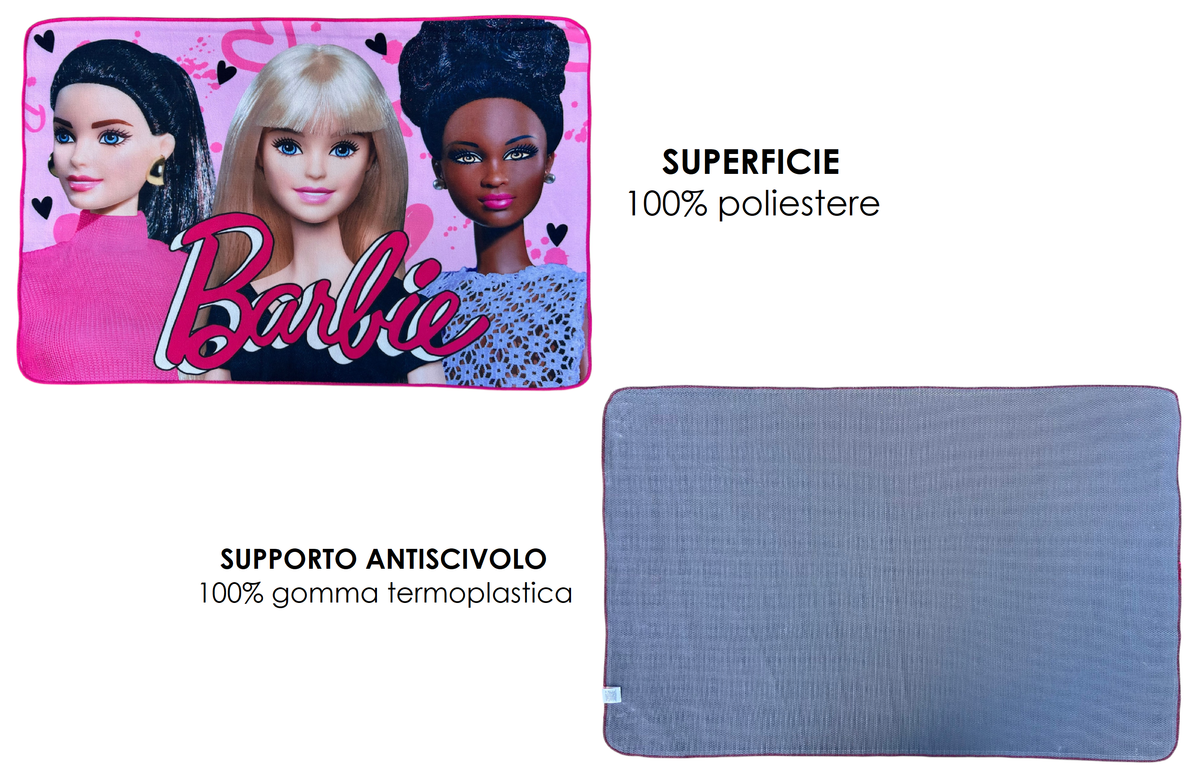 Tappeto Gioco Barbie Microfibra Antiscivolo 80x120 CM - Bar1589