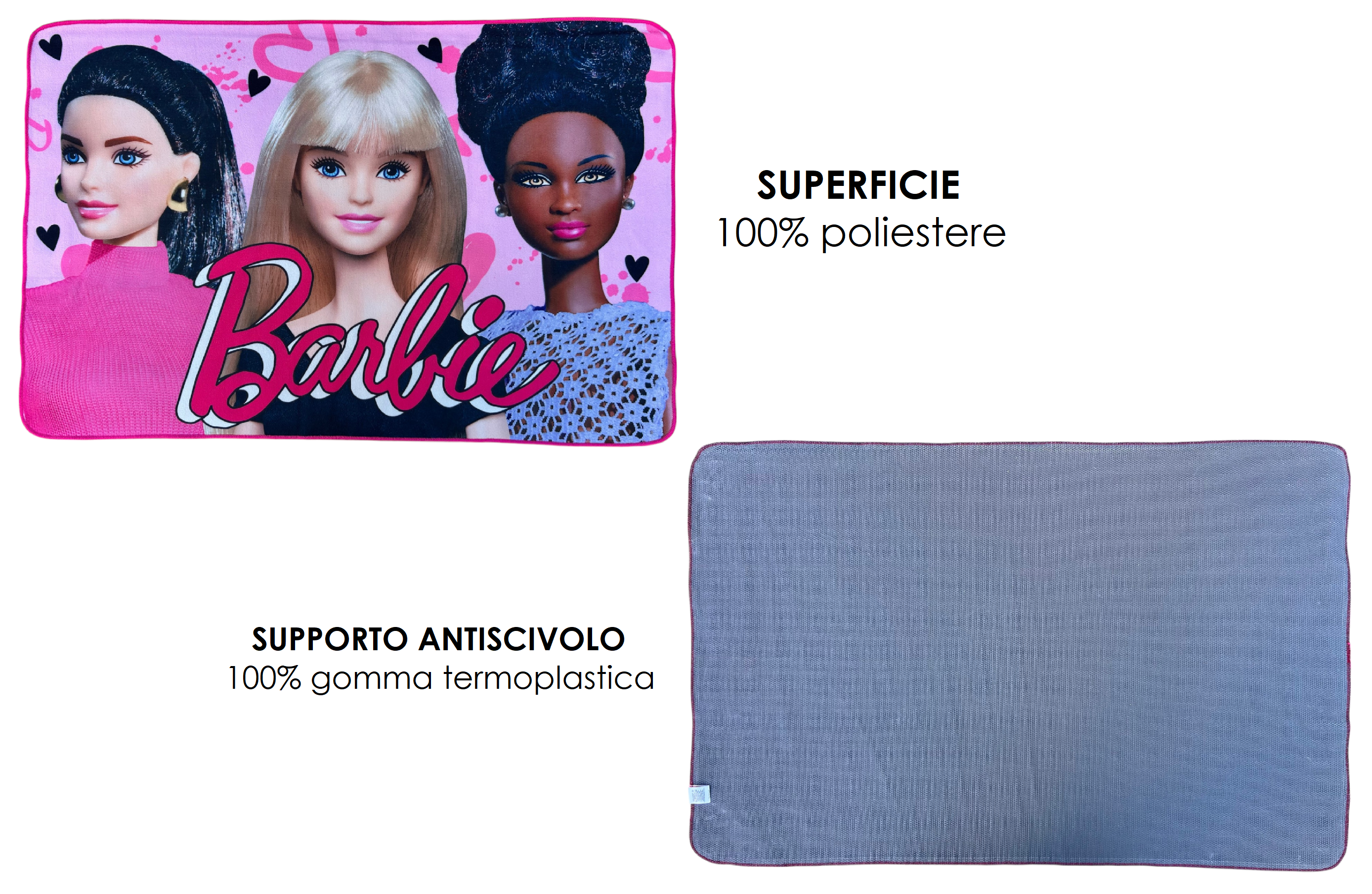 Tappeto Gioco Barbie Microfibra Antiscivolo 80x120 CM - Bar1589