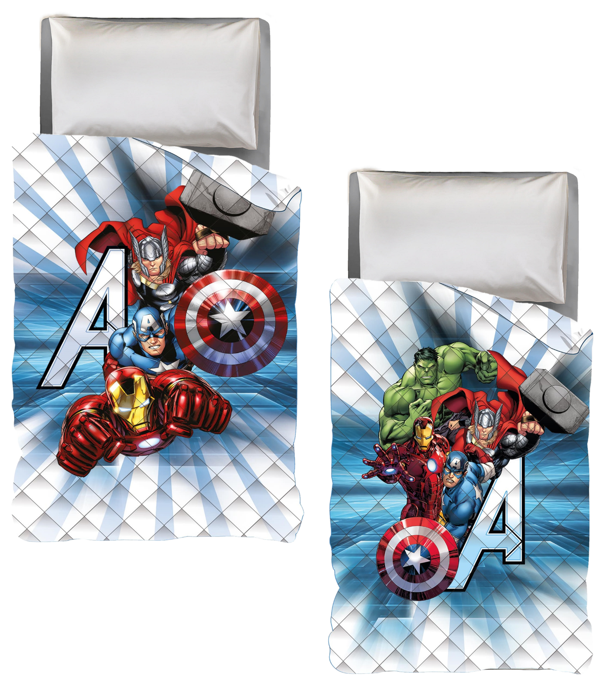 Trapuntino Doubleface Avengers MARVEL Coperta Copriletto Trapuntato 100 Gsm Letto Singolo 170x250 CM - Ave1761