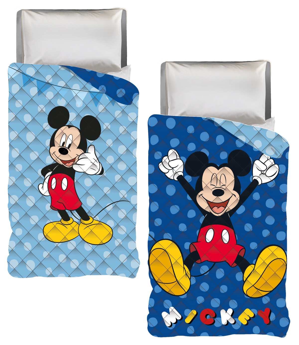 Trapuntino Doubleface Topolino DISNEY Coperta Copriletto Trapuntato 100 Gsm Letto Singolo 170x250 CM - Mic1769