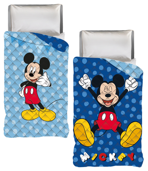 Trapuntino Doubleface Topolino DISNEY Coperta Copriletto Trapuntato 100 Gsm Letto Singolo 170x250 CM - Mic1769