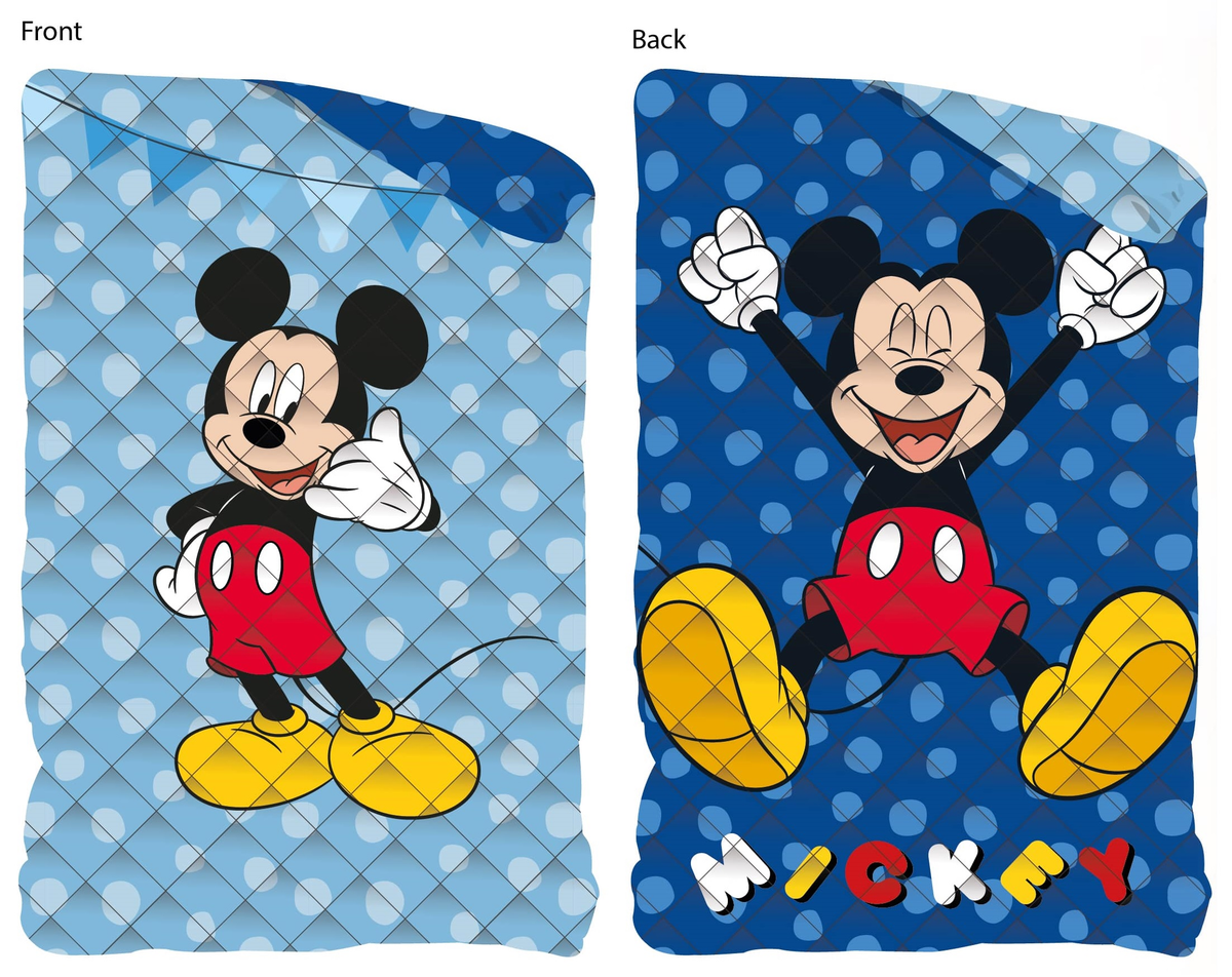Trapuntino Doubleface Topolino DISNEY Coperta Copriletto Trapuntato 100 Gsm Letto Singolo 170x250 CM - Mic1769
