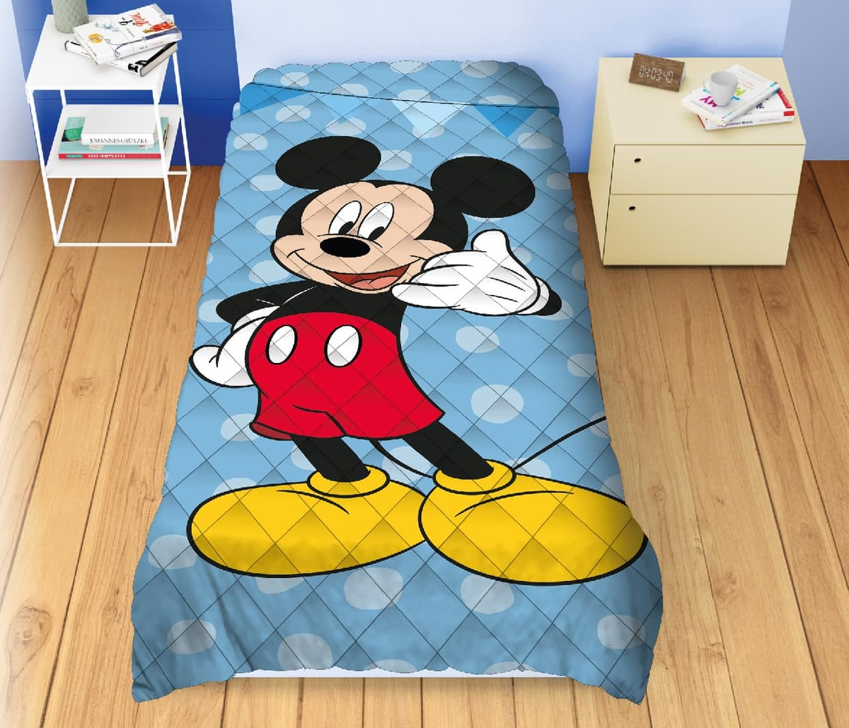 Trapuntino Doubleface Topolino DISNEY Coperta Copriletto Trapuntato 100 Gsm Letto Singolo 170x250 CM - Mic1769