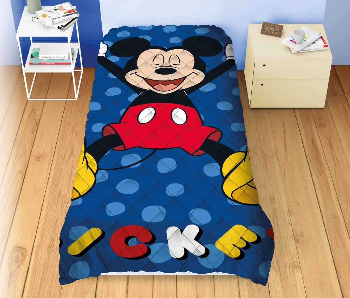 Trapuntino Doubleface Topolino DISNEY Coperta Copriletto Trapuntato 100 Gsm Letto Singolo 170x250 CM - Mic1769