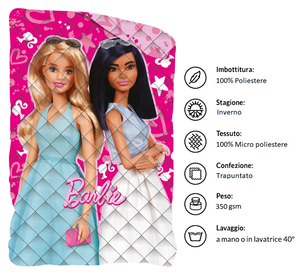 Trapunta Double Face Barbie Coperta Piumone Invernale 350 Gsm Letto Singolo 170x260 CM - Bar1495