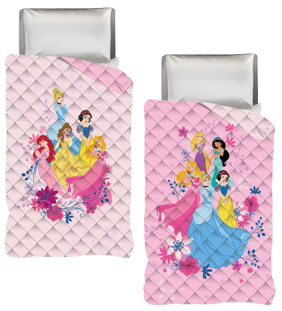 Trapuntino Doubleface Principesse DISNEY Coperta Copriletto Trapuntato 100 Gsm Letto Singolo 170x250 CM - Pri1771