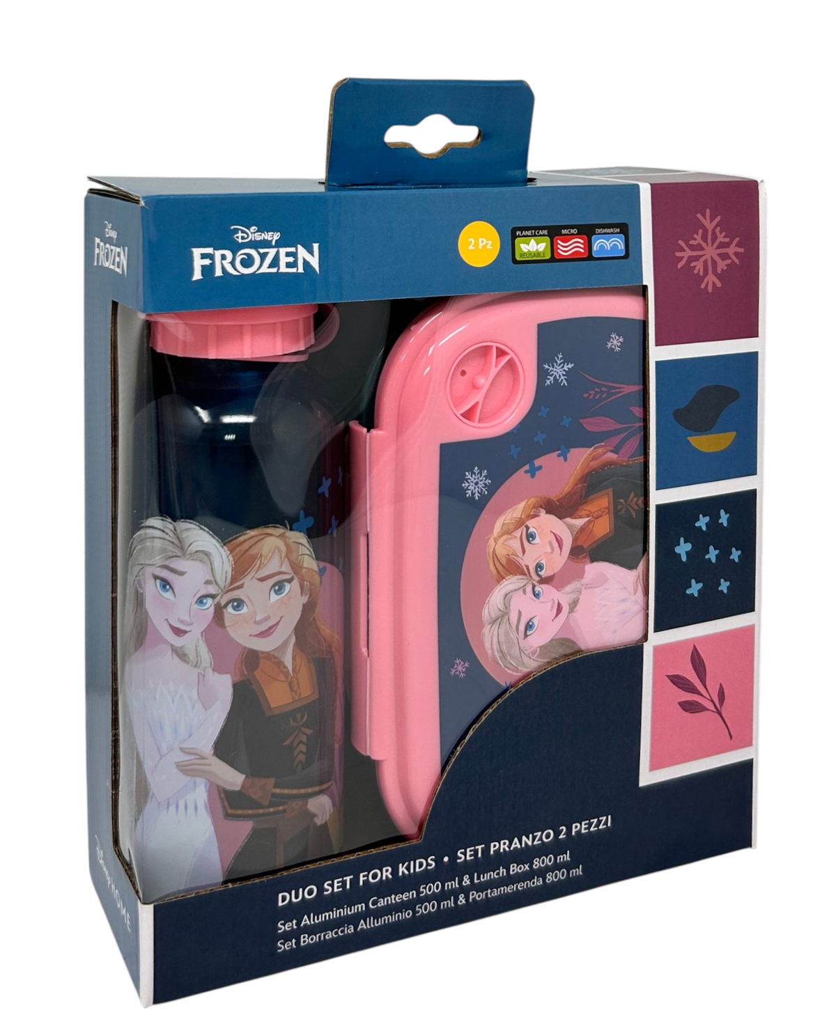 Set Pranzo Frozen DISNEY Borraccia in Alluminio e Portamerenda in Confezione - 35359