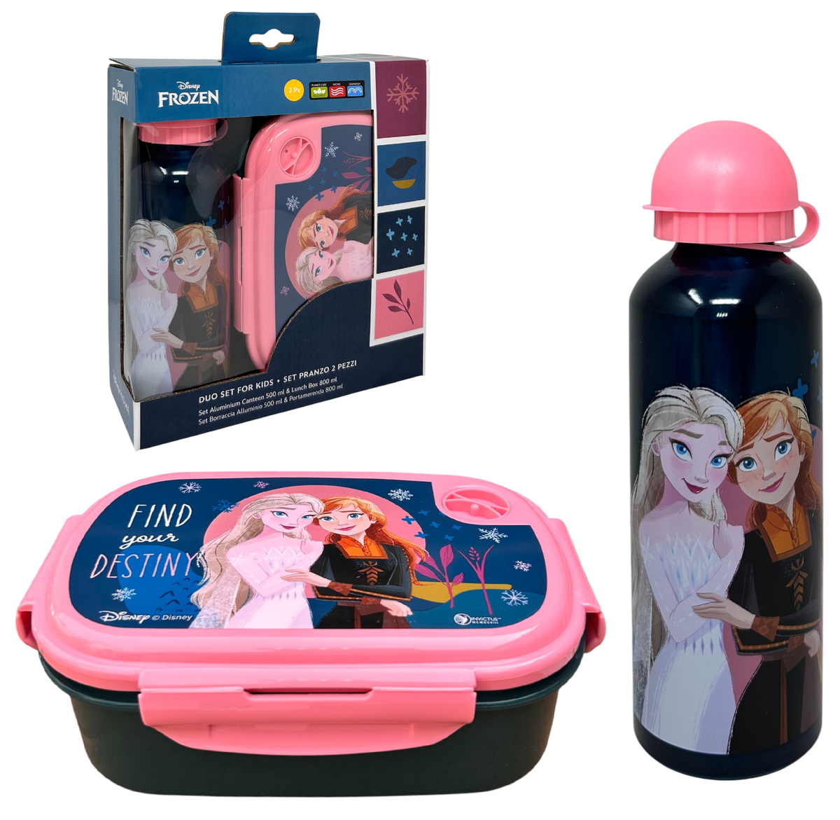 Set Pranzo Frozen DISNEY Borraccia in Alluminio e Portamerenda in Confezione - 35359