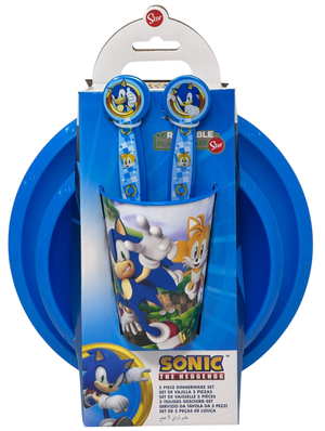 Set Pappa 5 Pezzi Sonic Piatti Bicchiere Posate in Plastica Riutilizzabile - P40515
