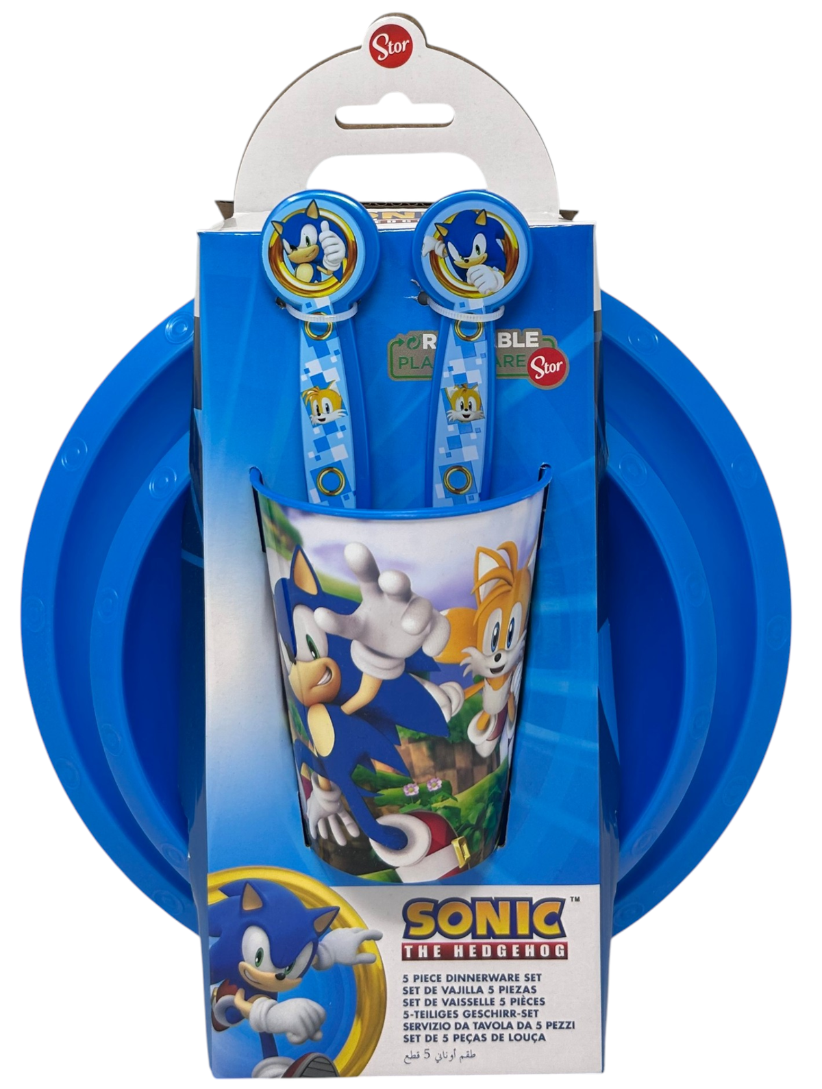 Set Pappa 5 Pezzi Sonic Piatti Bicchiere Posate in Plastica Riutilizzabile - P40515