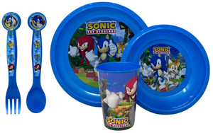 Set Pappa 5 Pezzi Sonic Piatti Bicchiere Posate in Plastica Riutilizzabile - P40515