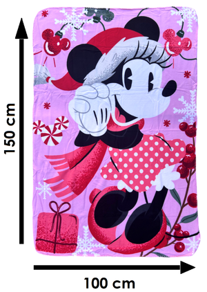 Plaid in Pile Minnie Mouse DISNEY Coperta Natale in Morbido Poliestere 100 X 150 CM 210 Gsm - Min-1438