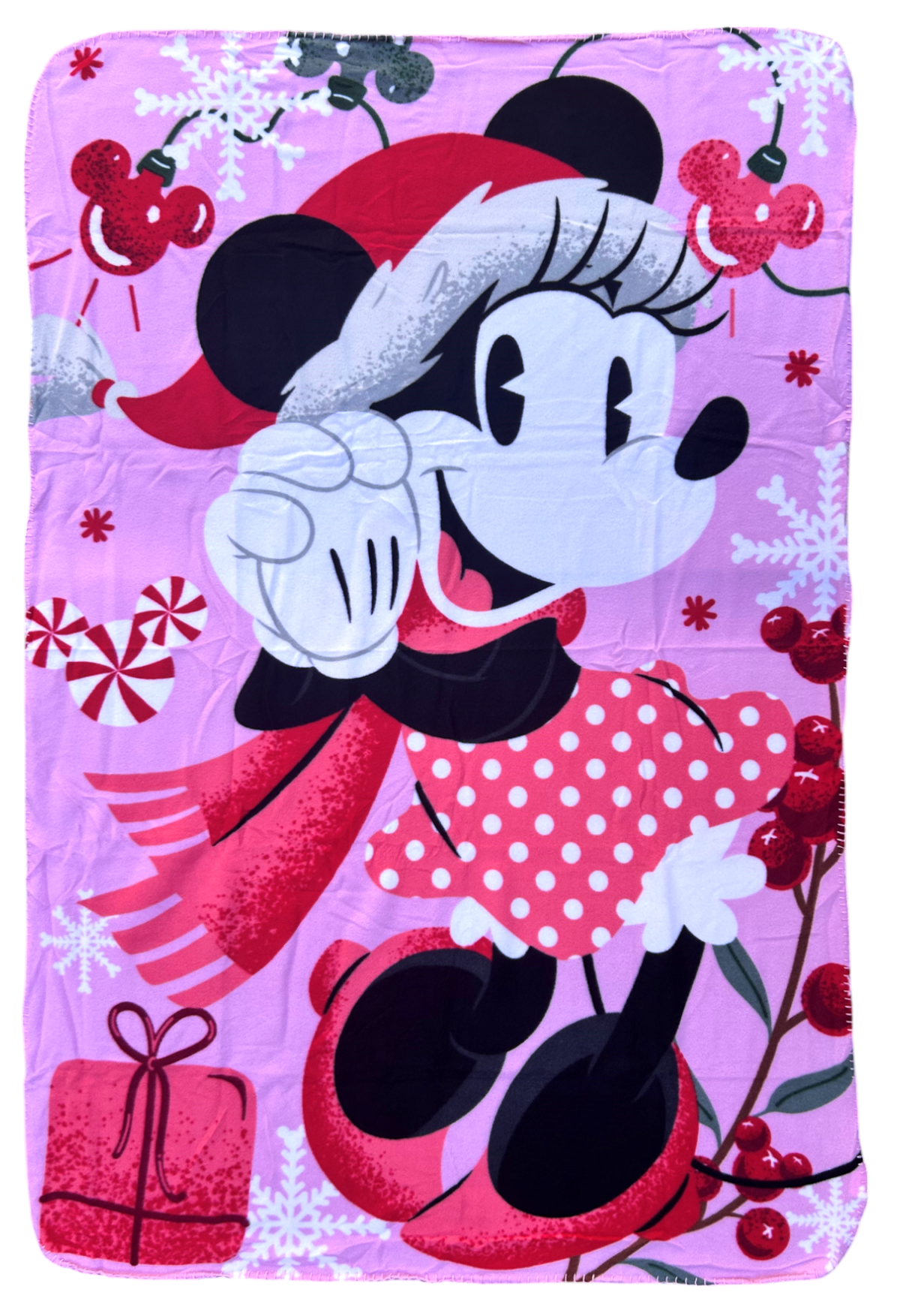Plaid in Pile Minnie Mouse DISNEY Coperta Natale in Morbido Poliestere 100 X 150 CM 210 Gsm - Min-1438
