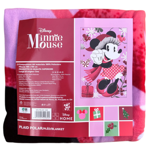 Plaid in Pile Minnie Mouse DISNEY Coperta Natale in Morbido Poliestere 100 X 150 CM 210 Gsm - Min-1438