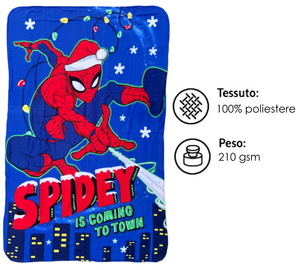 Plaid in Pile Spiderman MARVEL Coperta Natale in Morbido Poliestere 100 X 150 CM 210 Gsm - Spm-1437