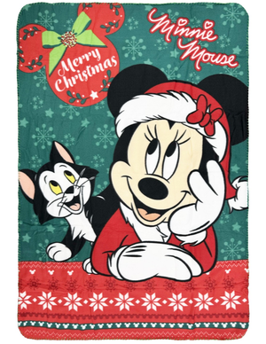 Plaid Natale Minnie Mouse DISNEY Coperta in Pile in Morbido Poliestere 100x140 CM -  Min24-4123