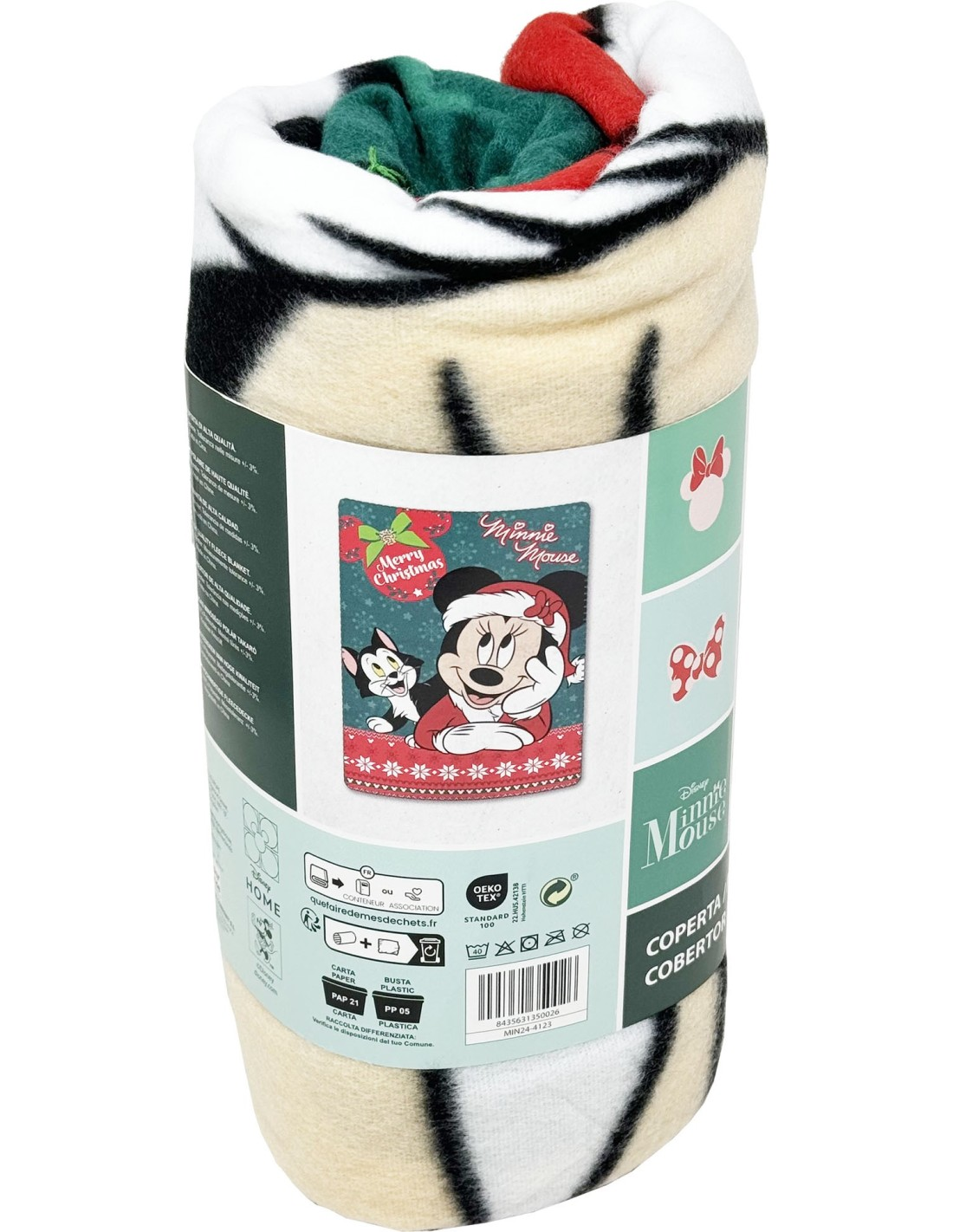 Plaid Natale Minnie Mouse DISNEY Coperta in Pile in Morbido Poliestere 100x140 CM -  Min24-4123