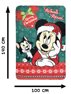Plaid Natale Minnie Mouse DISNEY Coperta in Pile in Morbido Poliestere 100x140 CM -  Min24-4123