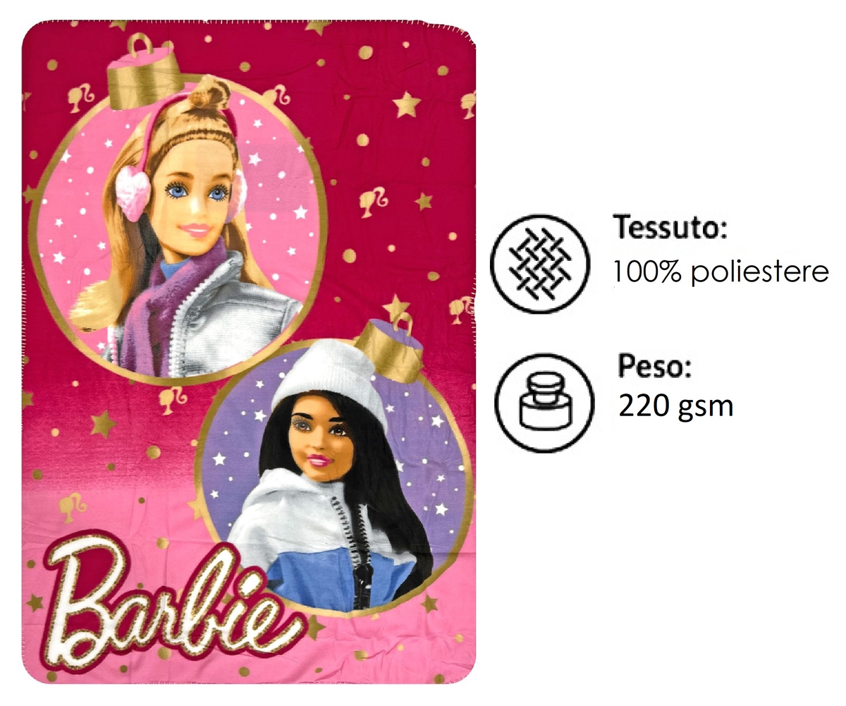 Plaid Natale Barbie Mattel Coperta in Pile in Morbido Poliestere 100x140 CM -  Bar24-4178