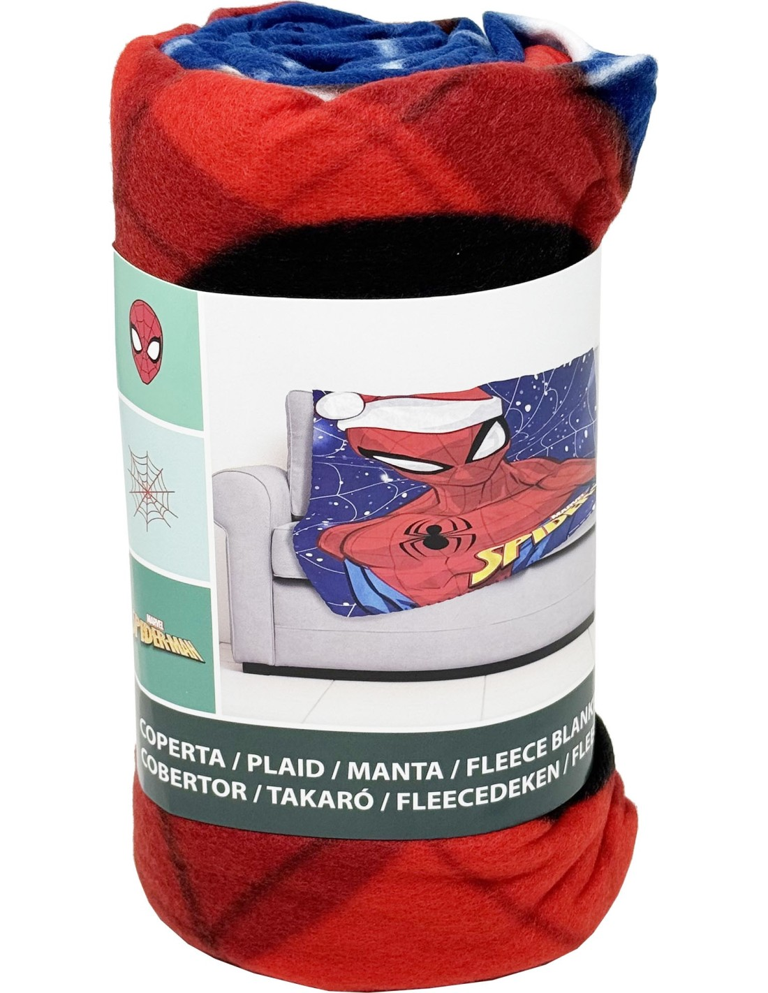 Plaid Natale Spiderman MARVEL Coperta in Pile in Morbido Poliestere 100x140 CM -  Spi24-4304