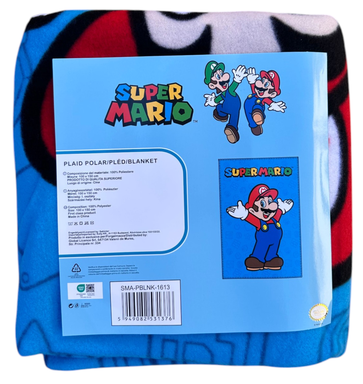 Plaid in Pile Super Mario Coperta in Morbido Poliestere 100x150 CM 210 Gsm - Sma-1613