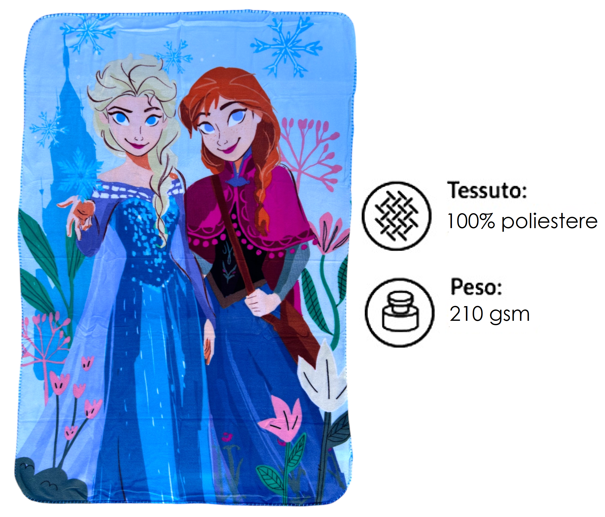 Plaid in Pile Frozen DISNEY Coperta in Morbido Poliestere 100x150 CM 210 Gsm - Fro-1433