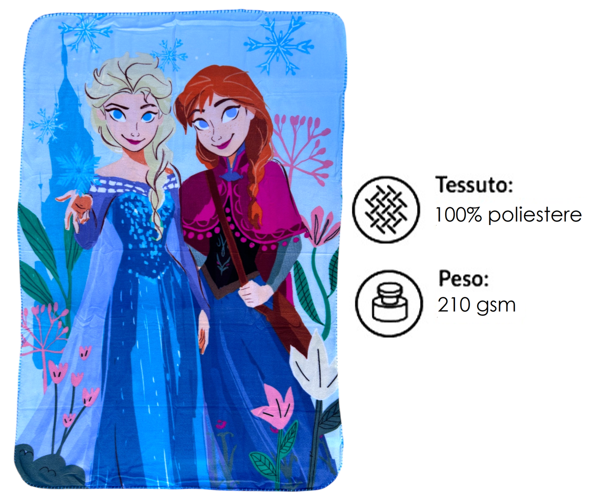 Plaid in Pile Frozen DISNEY Coperta in Morbido Poliestere 100x150 CM 210 Gsm - Fro-1433