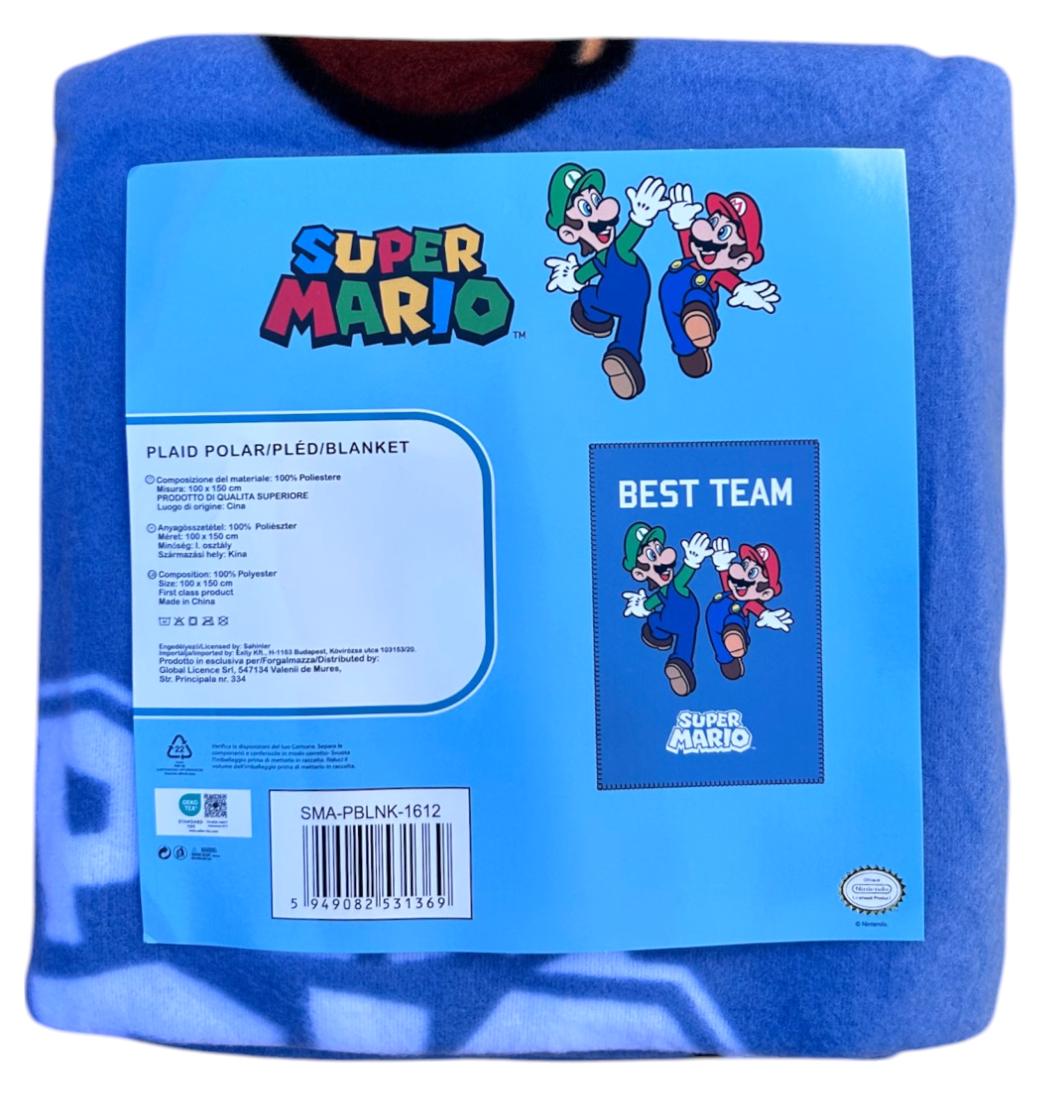 Plaid in Pile Super Mario e Luigi Coperta in Morbido Poliestere 100x150 CM 210 Gsm - Sma-1612