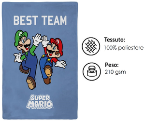 Plaid in Pile Super Mario e Luigi Coperta in Morbido Poliestere 100x150 CM 210 Gsm - Sma-1612
