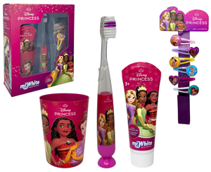 Set Accessori Cura Igiene Orale Principesse DISNEY 4 Pezzi Spazzolino Luminoso per Bambini