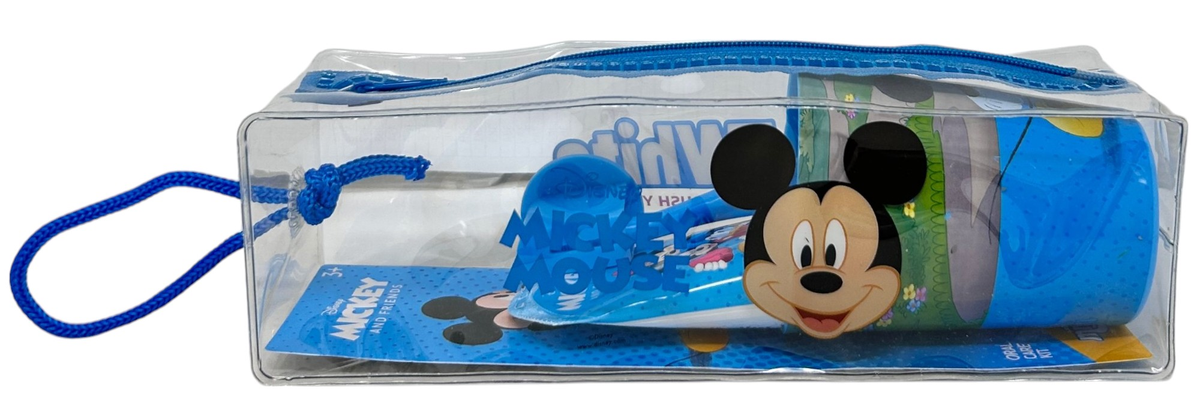 Set Accessori Cura Igiene Orale Topolino DISNEY 4 Pezzi con Pochette