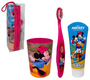 Set Accessori Cura Igiene Orale Minnie DISNEY 4 Pezzi con Pochette