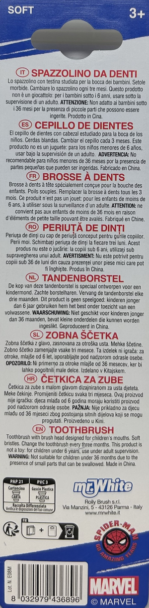Spazzolino Spiderman MARVEL Spazzolino Manuale Ergonomico con Setole Morbide