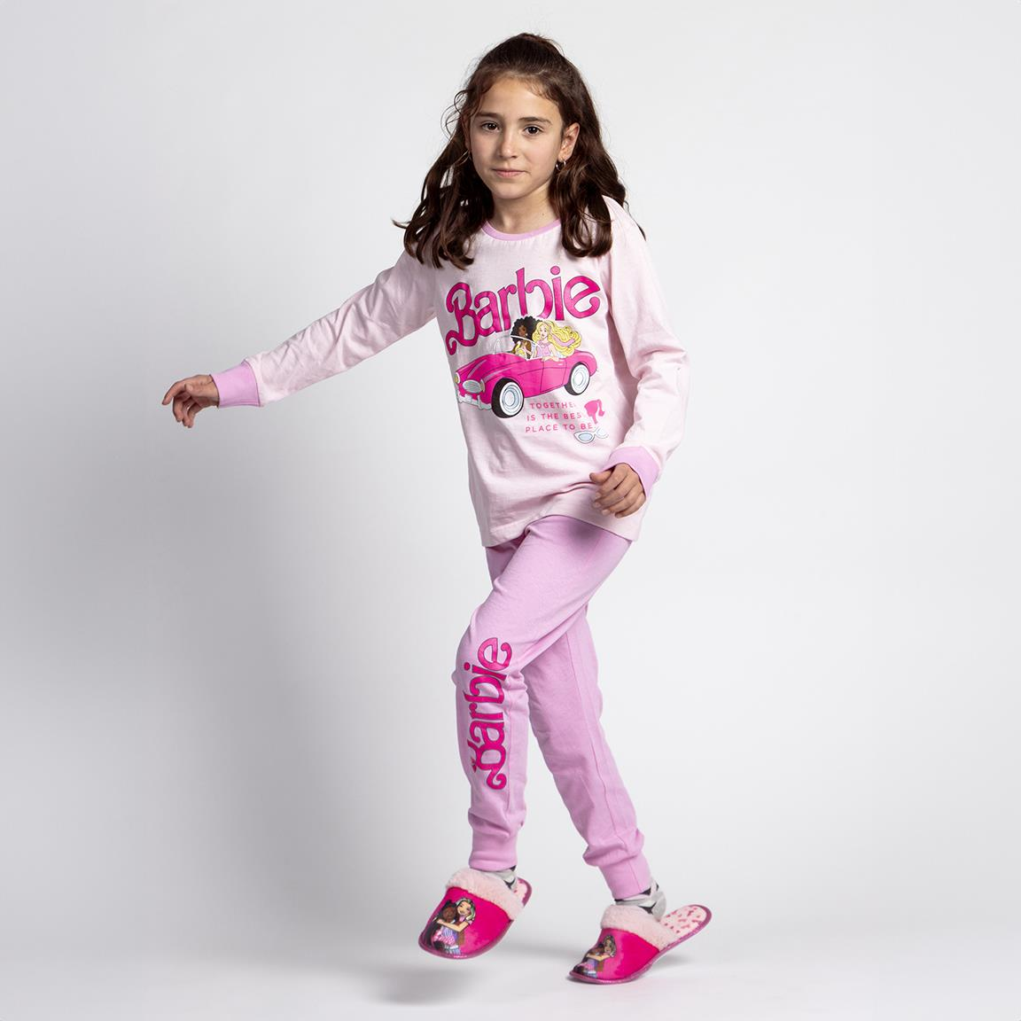 Pigiama a Manica Lunga Barbie in Cotone Jersey per Bambine e Ragazze - 2303