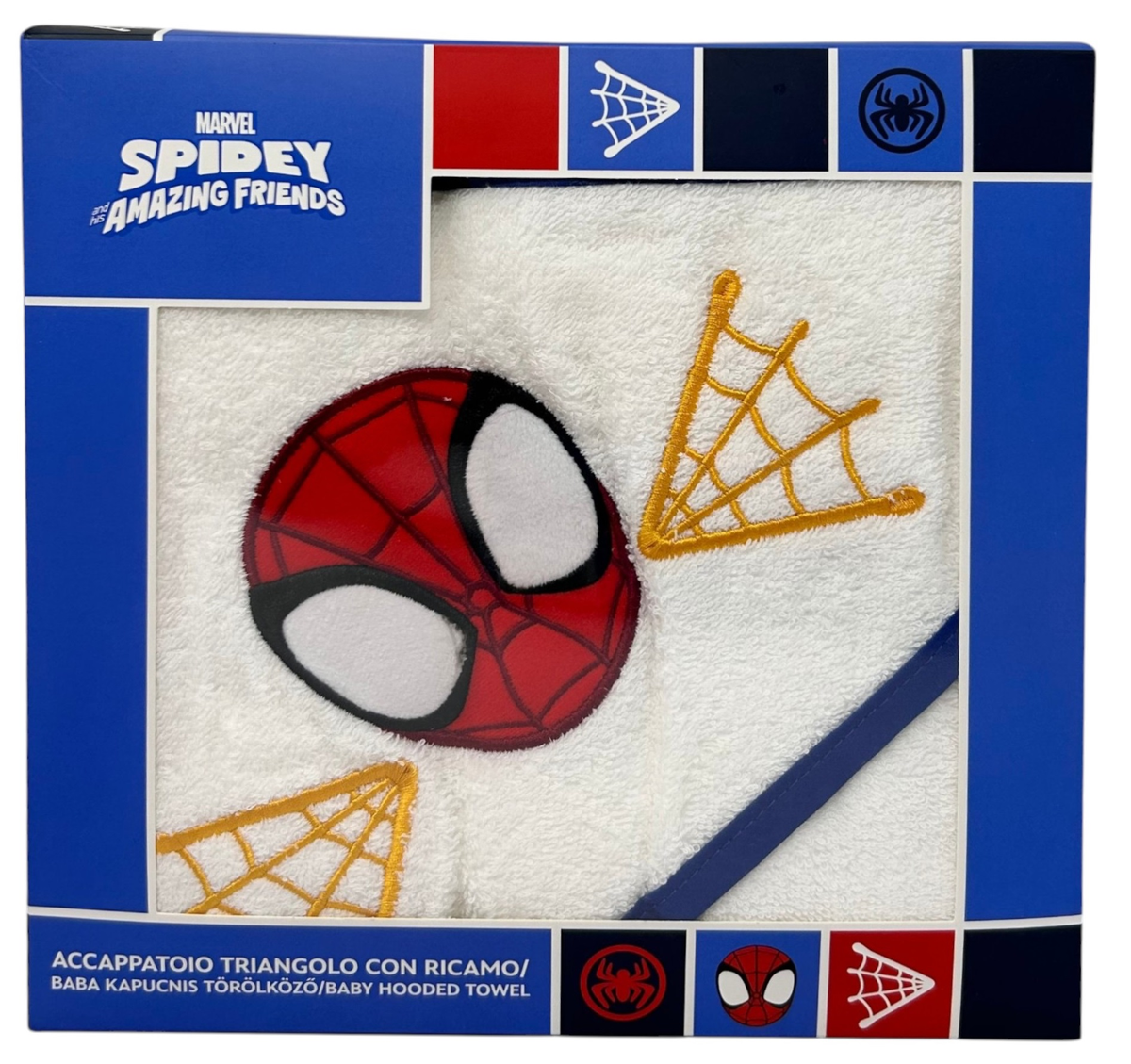 Accappatoio Triangolo Spidey MARVEL Neonato Bambino Asciugamano in Cotone - Spm1631blu