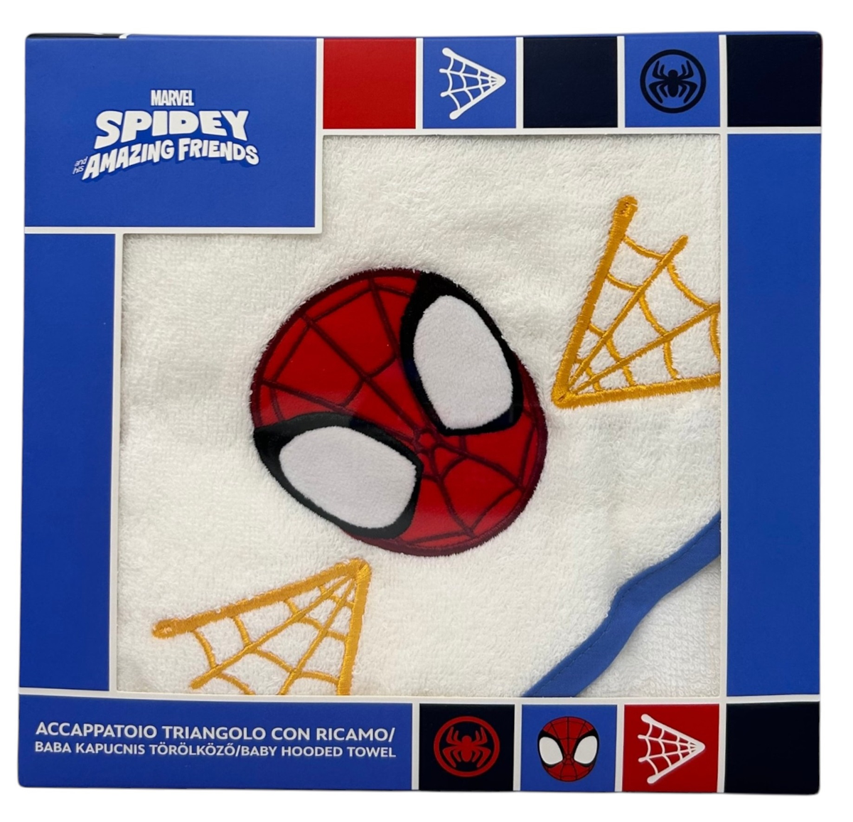 Accappatoio Triangolo Spidey MARVEL Neonato Bambino Asciugamano in Cotone - Spm1631bluelettrico