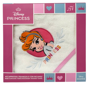 Accappatoio Triangolo Cenerentola Principesse DISNEY Neonata Bambina Asciugamano in Cotone - Pri1633rosa