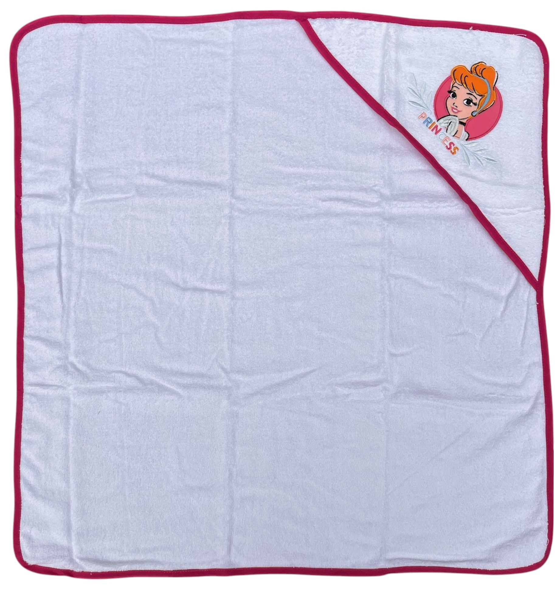 Accappatoio Triangolo Cenerentola Principesse DISNEY Neonata Bambina Asciugamano in Cotone - Pri1633rosascuro