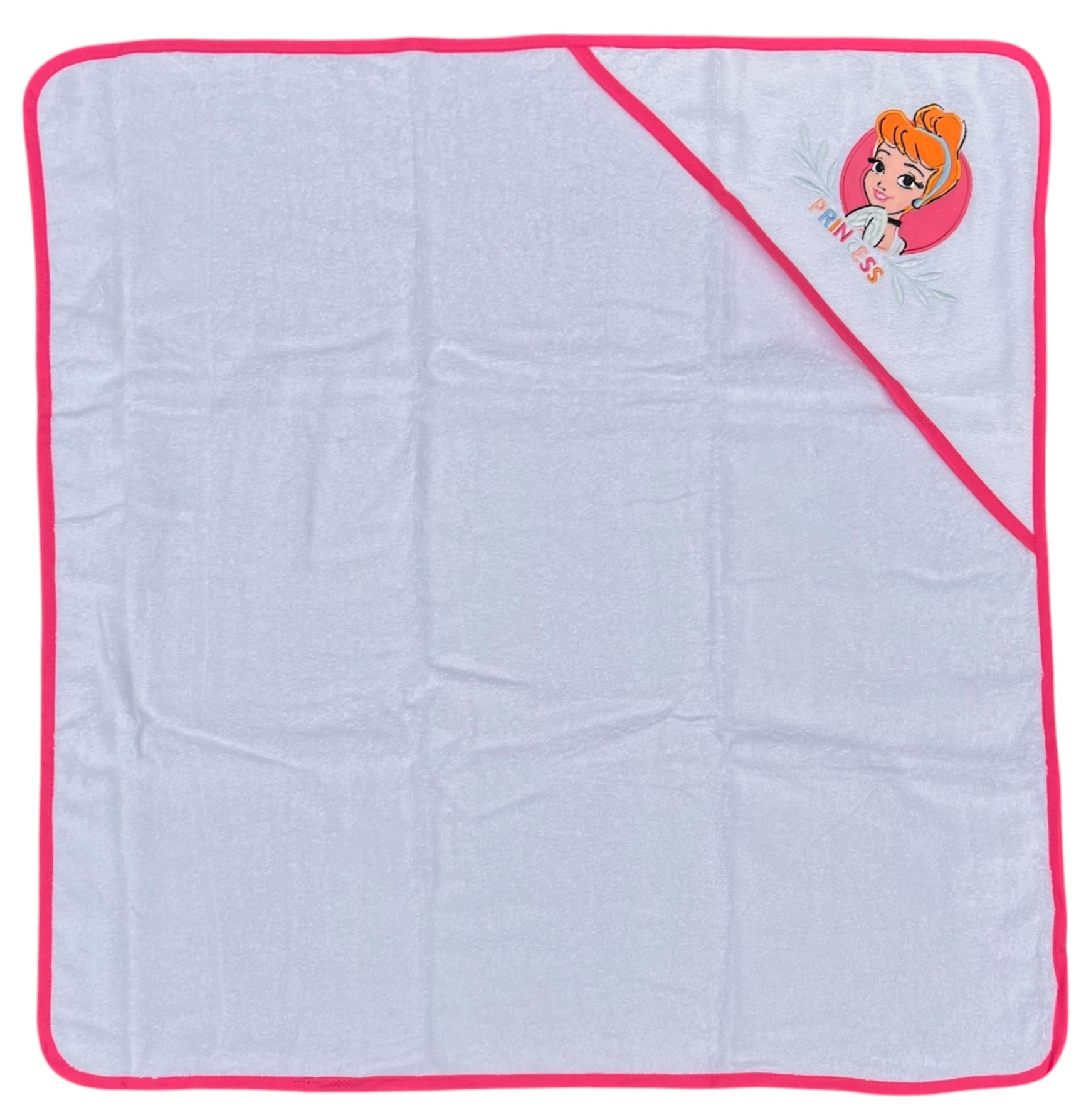 Accappatoio Triangolo Cenerentola Principesse DISNEY Neonata Bambina Asciugamano in Cotone - Pri1633fucsia
