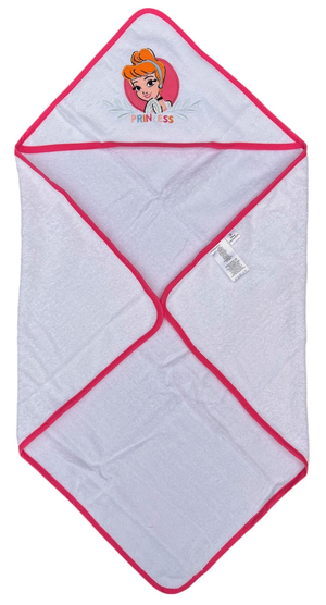 Accappatoio Triangolo Cenerentola Principesse DISNEY Neonata Bambina Asciugamano in Cotone - Pri1633fucsia
