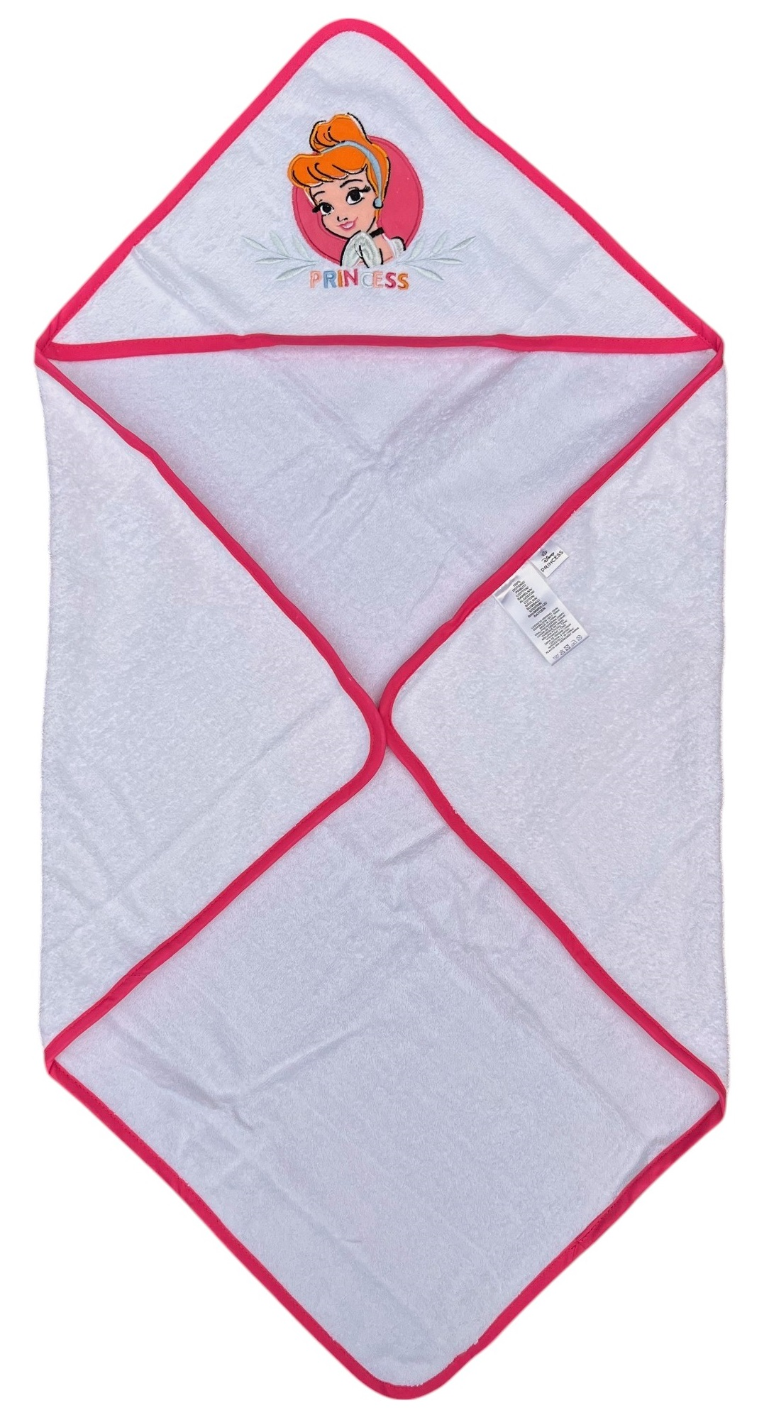 Accappatoio Triangolo Cenerentola Principesse DISNEY Neonata Bambina Asciugamano in Cotone - Pri1633fucsia