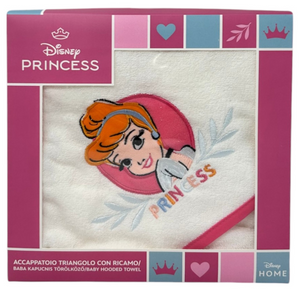 Accappatoio Triangolo Cenerentola Principesse DISNEY Neonata Bambina Asciugamano in Cotone - Pri1633fucsia