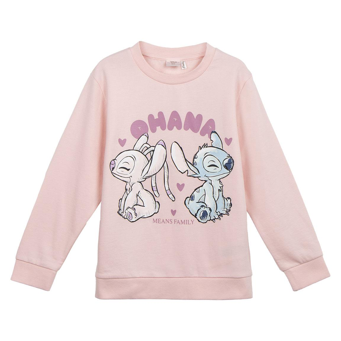 Felpa a Girocollo Stitch e Angel Maglia DISNEY in Misto Cotone Garzato- 2458