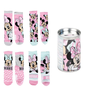 Calzini Minnie Mouse DISNEY in Misto Cotone 4 Paia con Salvadanaio - 2306